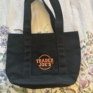 Trader Joe's Black mini Halloween Tote Bag with Orange Logo